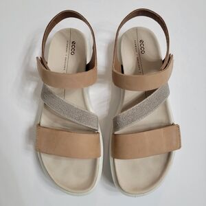 ECCO Flowt 2 Band Womens Tan Lion Sandals. Sz- 39 EU 8-8.5 US